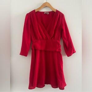 ASOS Coquette Red Wrap Mini Dress V Neck